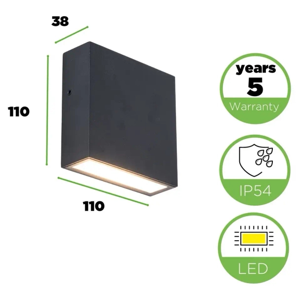 Ścienna LAMPA zewnętrzna GEMINI XF 5104002012 Lutec kinkiet OPRAWA metalowa LED 9W 3000K kwadratowa IP54 czarna