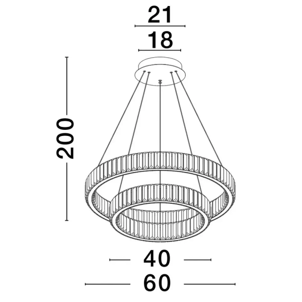 Pałacowa lampa wisząca Bauta pierścienie LED 48W 3500K złote