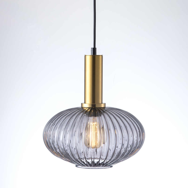 Loftowa LAMPA wisząca NORFOLK 317391 Polux plisowany ZWIS szklany nad łóżko przydymiony