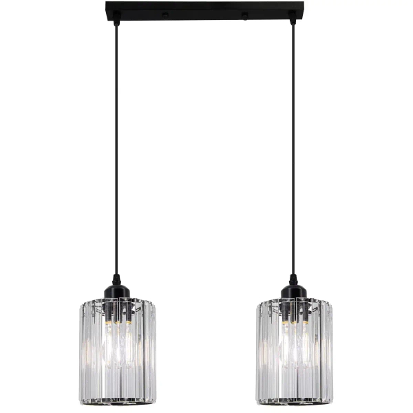 Szklana lampa wisząca 6782/2 BL nowoczesna do biura czarna