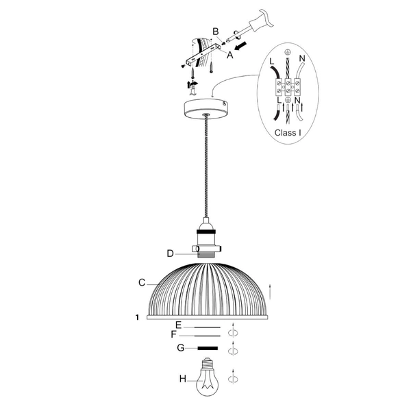 Klasyczna lampa wisząca Hansen 76713 Endon szklana nikiel przezroczysty
