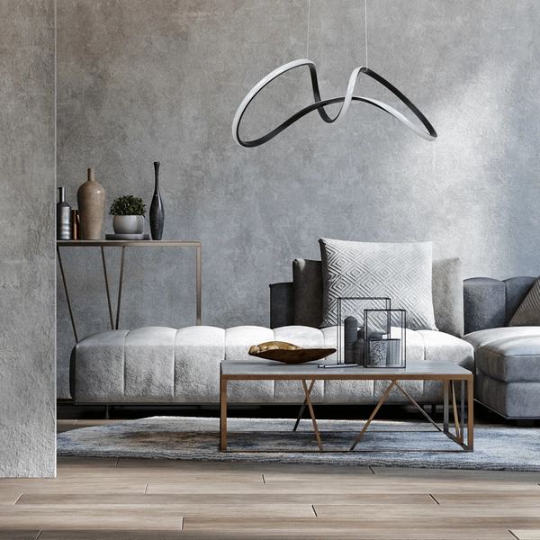 Wisząca lampa designerska Tesoro LED 48W czarna do jadalni