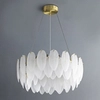 Lampa wisząca glamour PIUMA ST-6289-6 Step do jadalni biała mosiądz