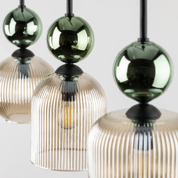 Glamour wisząca lampa na belce Sophia Green 11147 szklana zielony