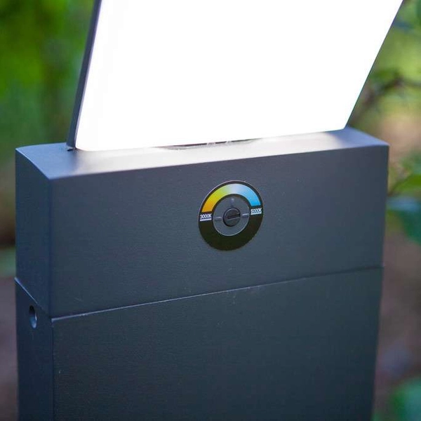 Ogrodowa LAMPA stojąca PANO 7289001118 Lutec metalowa OPRAWA prostokątna LED 16W 3000K - 5000K outdoor IP54 szara