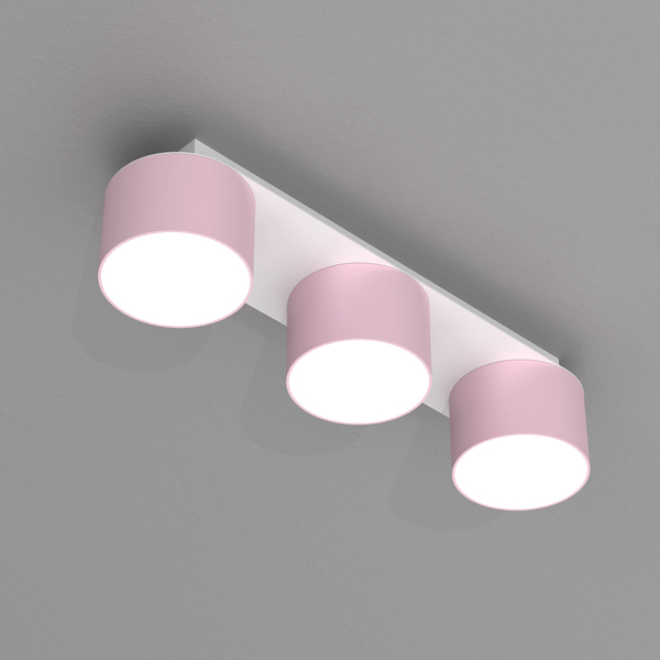 3-punktowa lampa przysufitowa Dixie do holu biała różowa