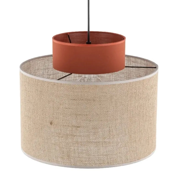 Żyrandol naturalny wiszący Duo 3139 tuba z juty beżowy brązowy