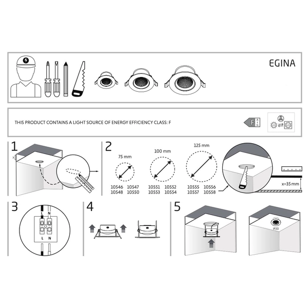 Lampa kuchenna punktowa Egina 10548 Nowodvorski LED 5W 3000K okrągła czarna