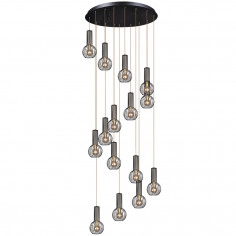 Druciana LAMPA wisząca KP-15 Kaja industrialna OPRAWA metalowe klatki ZWIS kaskada czarna złota