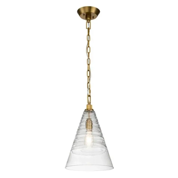 Wisząca lampa do kuchni Elmore QN-ELMORE-P-BBS stożek szklany mosiądz