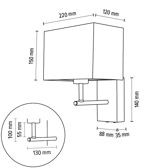 Lampa ścienna SONAR 5723976 prostokątna abażurowa loft szara