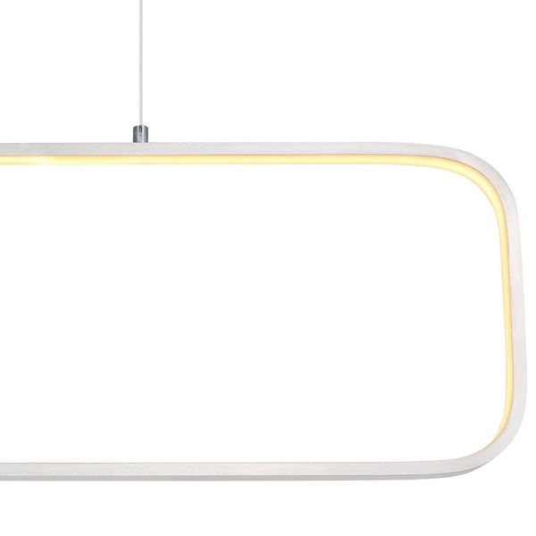 Minimalistyczna LAMPA wisząca SILLA 67262H Globo prostokątny zwis LED 24W 3000K do salonu nikiel
