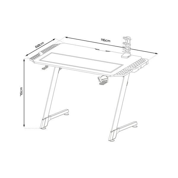 Biurko Gamset Snake EKGS8112 z poszerzanym blatem czarne