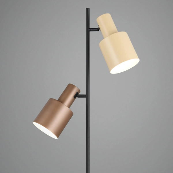 Lampa podłogowa Agudo 419400217 Trio z przełącznikiem nożnym beżowa brązowa