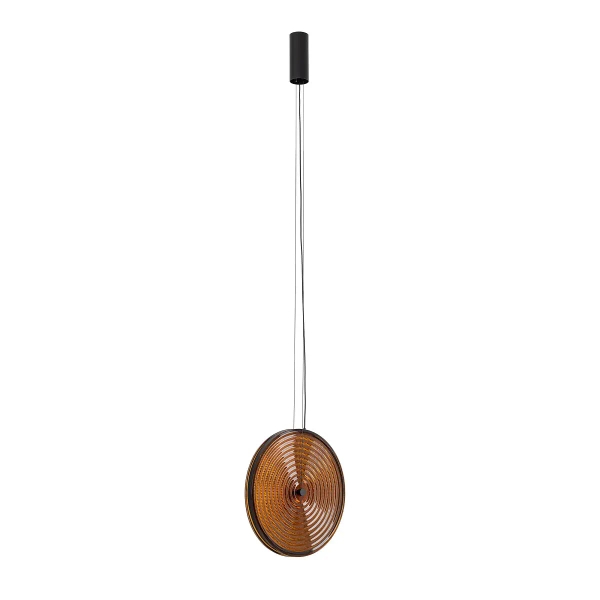 Wisząca lampa AURA LED szklana bursztynowa czarna 1x22W 3000K dysk nad stół 12233