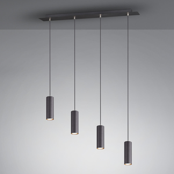 Wisząca lampa loftowa VANTOS DL432312400 Trio tubki do jadalni czarny
