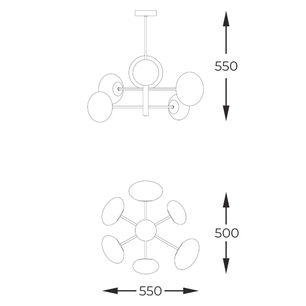 Wisząca lampa szklana Omi 1196 Zumaline molekułowa biała czarna