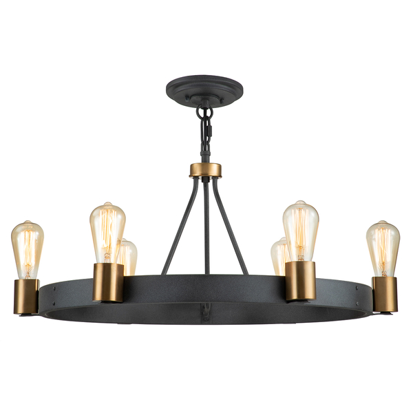 Wisząca lampa półplafon QN-SILAS-6P-DZ czarny złoty