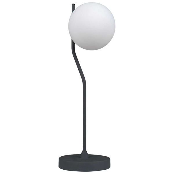 Stojąca LAMPKA biurkowa CARIMI TB-3300-1-BK Italux loftowa LAMPA stołowa szklana kula grafitowa biała