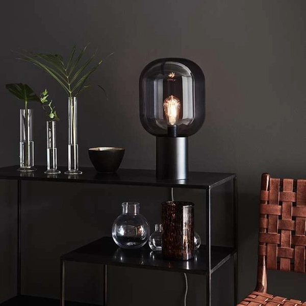 Stojąca LAMPA industrialna BROOKLYN 107481 Markslojd szklana LAMPKA stołowa loftowa na biurko czarna przydymiona