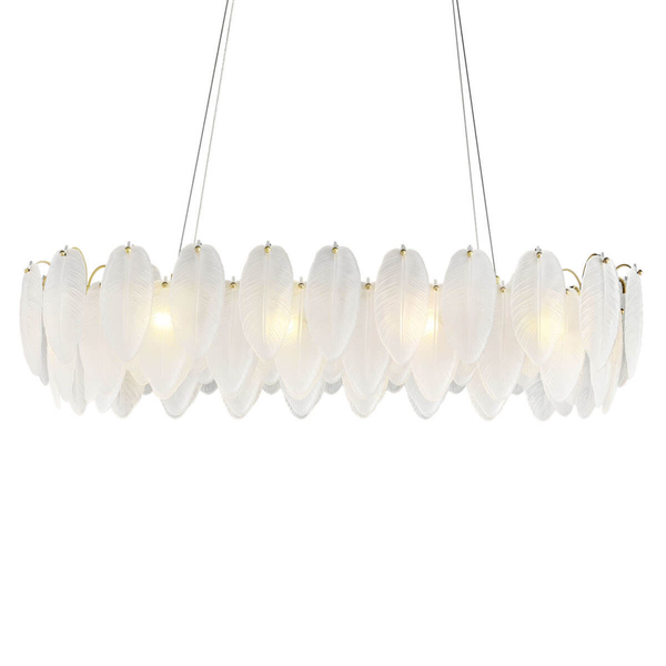 Dekoracyjna lampa wisząca nad wyspę PIUMA ST-6289-10C pióra mosiądz biały