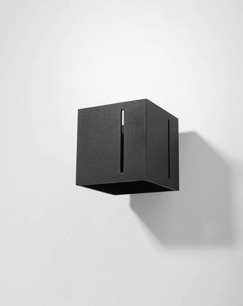 Kinkiet LAMPA ścienna SL.0397 metalowa OPRAWA kostka kwadratowa cube czarna