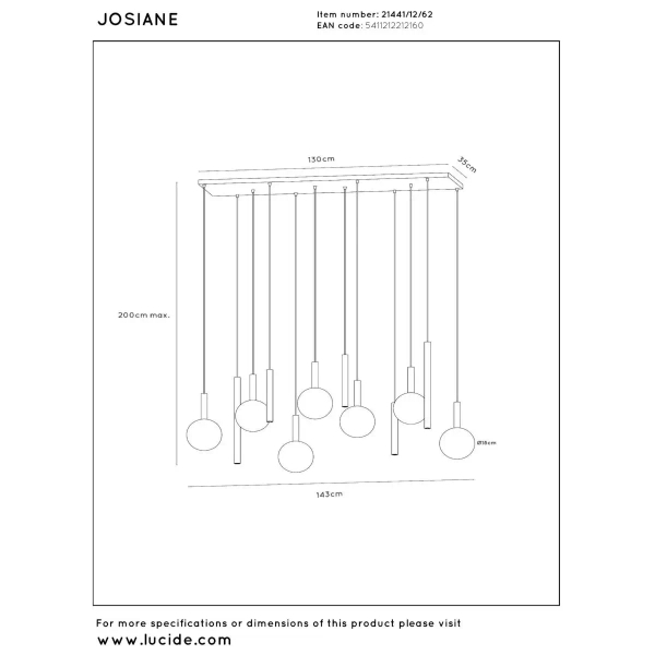 Wisząca lampa nad stół Josiane  21441/12/62 do jadalni szklane kule czarny