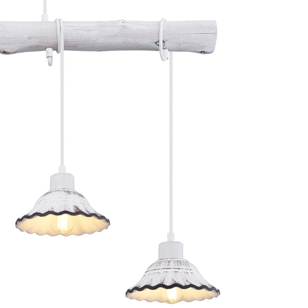 Prowansalska LAMPA wisząca JOWITA 54050-4H Globo metalowa OPRAWA zwis shabby biały czarny