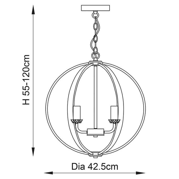 Świecznikowa lampa wisząca Ritz 81507 retro kula srebrny