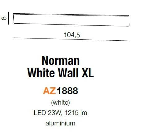 Nowoczesny kinkiet Norman LED 23W 3000K metalowa lampa biała