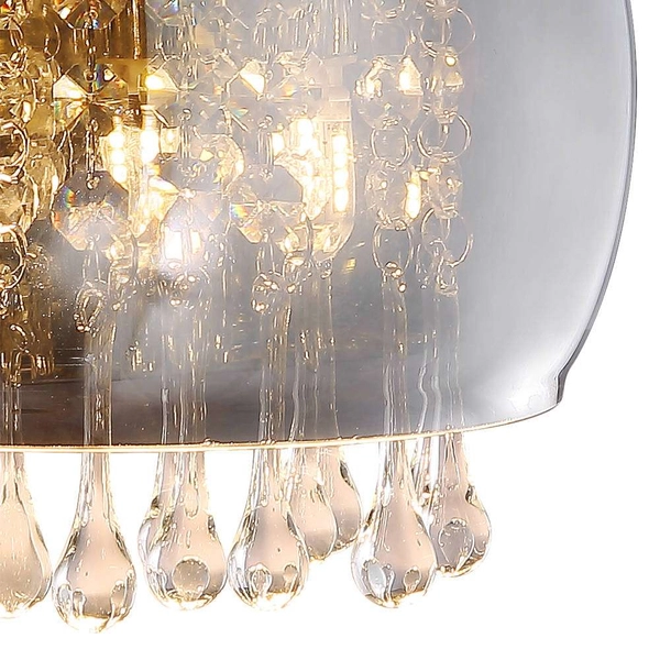 Ścienna LAMPA glamour KALLA 15809W Globo szklana OPRAWA kinkiet z kryształkami przezroczysty przydymiony chromowany