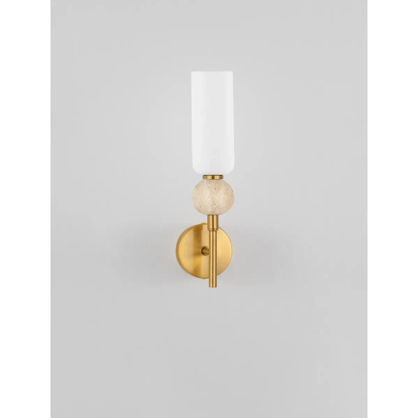 Ścienna lampa trawertyn CORVIZO złota biała LE45278 1xG9 tuba do salonu
