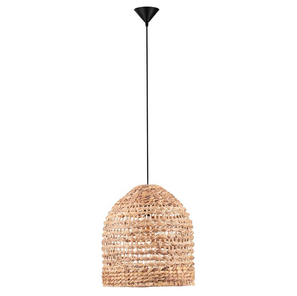 Zwisająca lampa nad stół GUARDIA LE44577 pleciona naturalna czarna