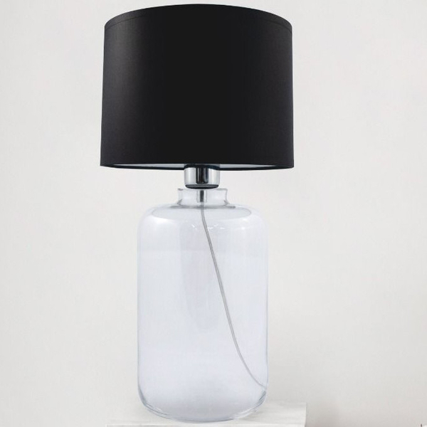 lampa stołowa z abażurem SAMASUN 5501BK na komodę czarna przezroczysta