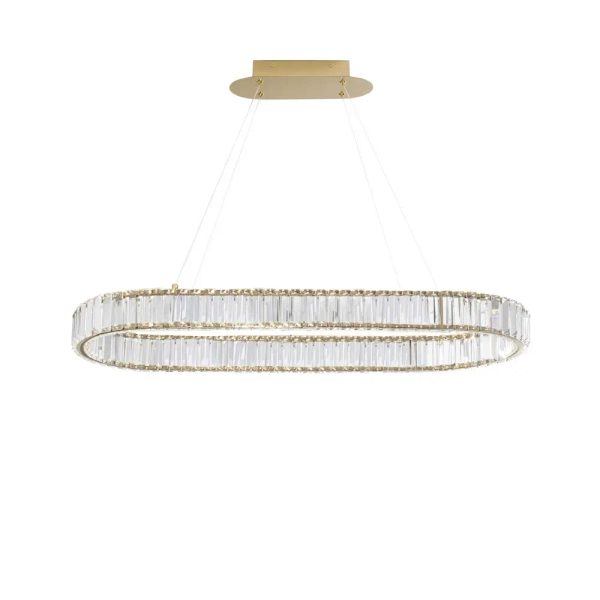 Owalna lampa wisząca Bauta crystal LED 48W glamour złota