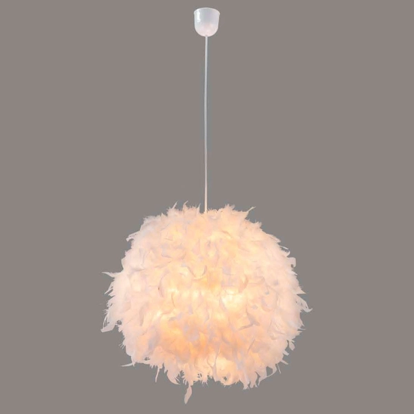 LAMPA wisząca KATUNGA 15057 Globo dekoracyjna OPRAWA zwis kula ball pióra białe