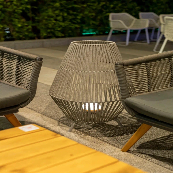 Ażurowa lampa stojąca CONTA 3114 LED 9W 3000K na taras IP54 szara