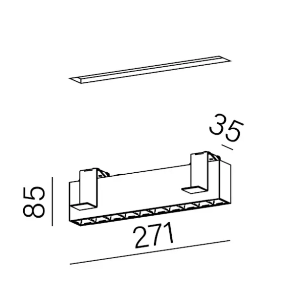 Wpuszczana oprawa sufitowa czarna RAFTER LED 7W 3000K podtynkowa podłużna 30270-L930-WB-00-12