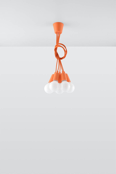 Wisząca LAMPA industrialna SL.0586 kable OPRAWKA pająk ZWIS kable przewody pomarańczowa