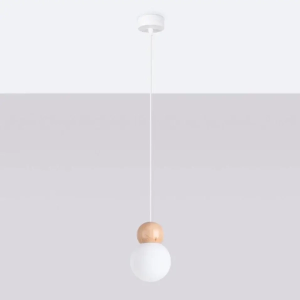 Pojedyncza lampa wisząca Pekka SL.1390 Sollux zwis kula biała