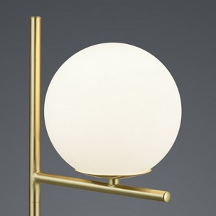 Stojąca LAMPA stołowa NYXIS DL108502000 Trio modernistyczna LAMPKA szklana kula mosiądz biała