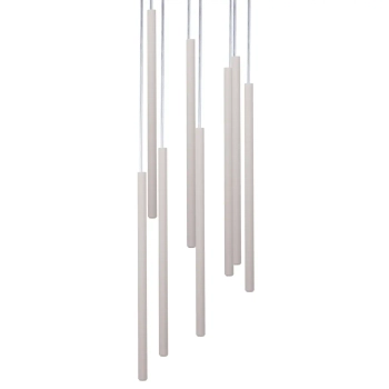 Żyrandol do jadalni Sopel 8 41464 metalowe tubki szara beżowa