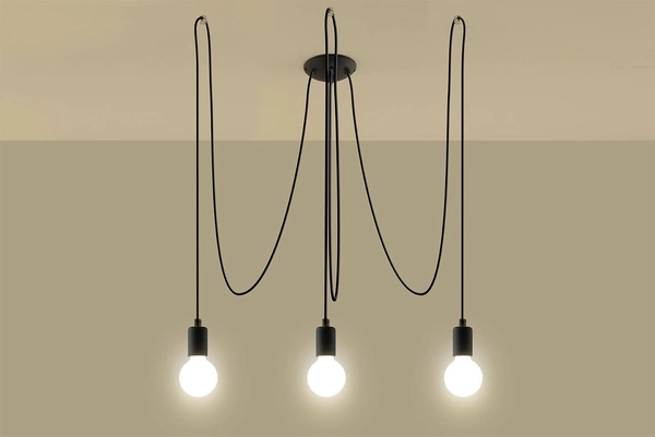 LAMPA wisząca SL.0370 industrialna OPRAWA pająk ZWIS kable przewody żarówki bulbs loft czarny