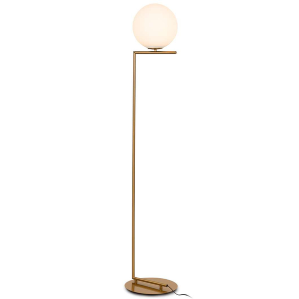 Stojąca LAMPA podłogowa CONDI MLM-7475/1-G MDECO loftowa OPRAWA szklana kula ball mosiądz biała