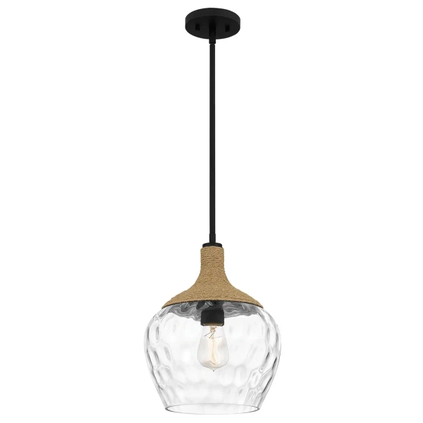 Ekologiczna lampa wisząca Royer QZ-ROYER-1P-MBK szklana rattan czarny