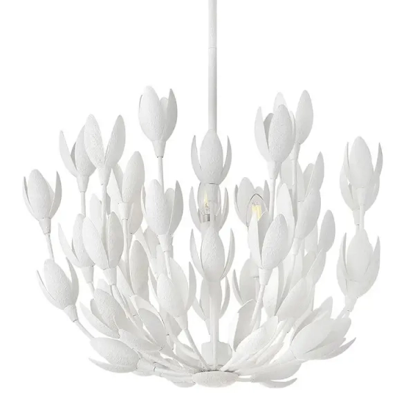 Żyrandol do salonu Flora QN-FLORA3-WHT kwiaty metalowe białe