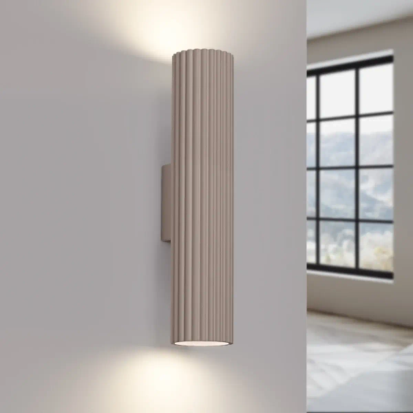 Naścienna lampa ryflowana KARBON SL.1776 tubka góra-dół kaszmirowa