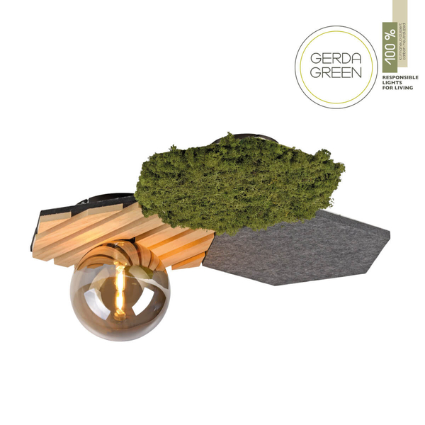 Plafon do kuchni Green 15199-70 Just Light bańka zielony drewniany szary