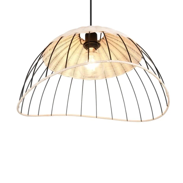 Ratanowa lampa wisząca SANDRINE R36211032 czarny naturalny
