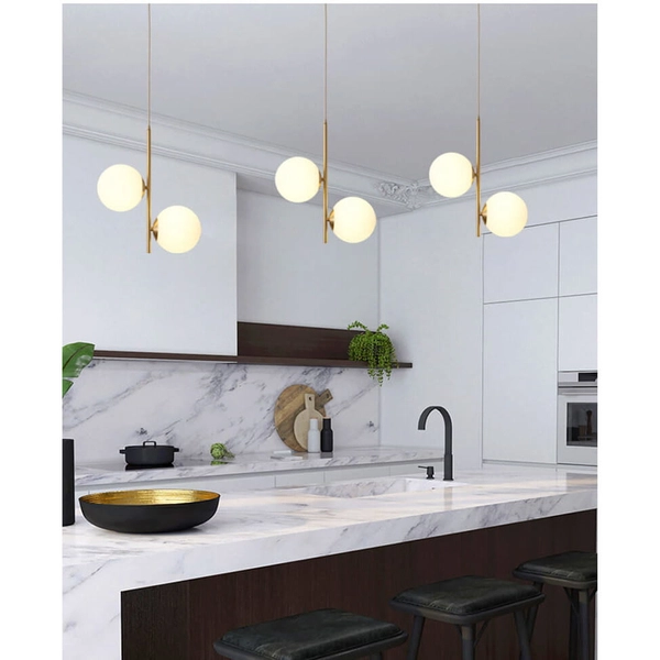 Zwisająca lampa kulista Milano ABR-LWB-E27 Abruzzo szklana biała złota